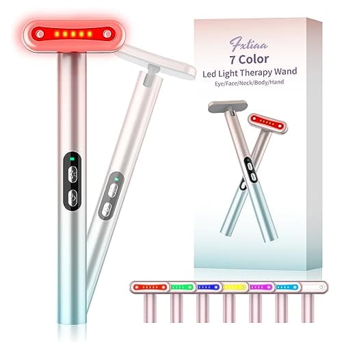Fxtiaa Led-Face-Wand，7 in 1 LED Light Therapy Facial Red & Blue Rejuvenation Tool