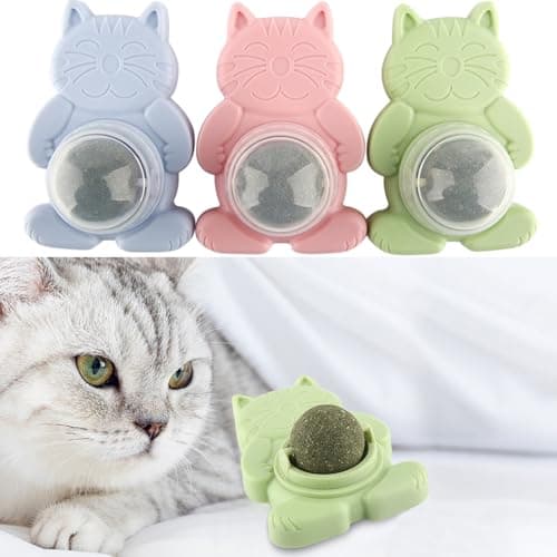 Eaireys Natural Catnip Toys for Indoor Cats Cat Nip Balls Stick on Wall, 3Pcs, 1 Catnip, 1 Silvervine, and 1 Gall Fruit Ball - Image 1