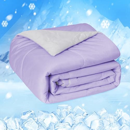 HOMFINE Cooling Comforter King Size, Purple Summer Cooling Blanket for Hot Sleepers and Night Sweats, Japanese Double-Sided Cold Tech Fabric Q-Max 0.45, Soft Breathable Silky Smooth Lightweight