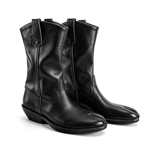 LACIKOSZ Womens Black Tabi Foldable Mid Calf Boots - Image 1