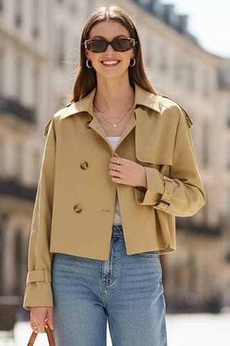 Orolay Trench Jacket Women Lightweight Double Breasted Crop Trench Coat Lapel Spring Jackets for Women casual Work - Thumbnail 3