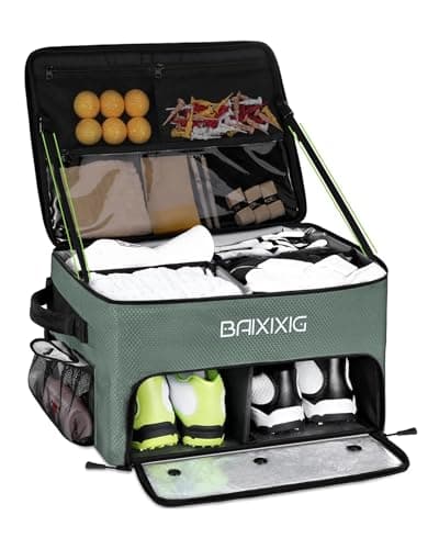 BAIXIXIG Golf Trunk Organizer, 2-Layer Storage with Shoe Pocket, Storage for Golf Accessories, Gifts for Golfers,Green