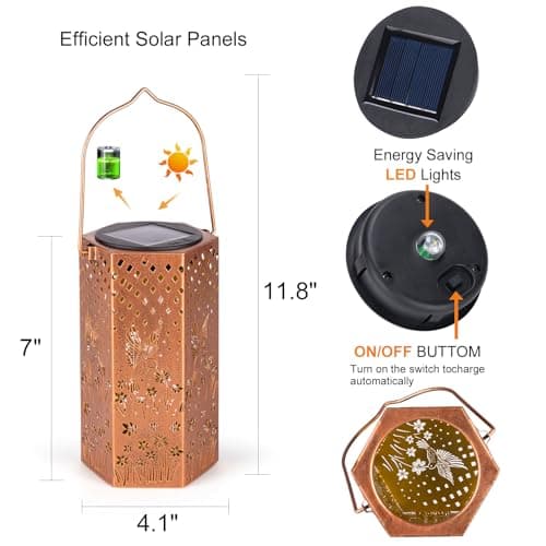 2 Pack Hummingbird Solar Lanterns Outdoor Waterproof - Mothers Day Gifts for Mom Grandma, Birthday Gifts for Women, Solar Lights Outdoor Garden Decor for Outside - Thumbnail 5