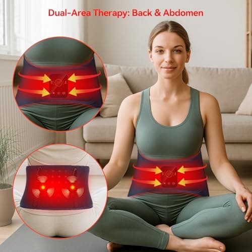 Red Light Therapy Belt for Body, Cordless Infrared Therapy Belt for Back/Abdomen, Waist Wrap with Pulse/Vibration Massage & Timer, Pain Relief, Muscle Relaxation & Circulation Boost, Gift for Parents - Thumbnail 2