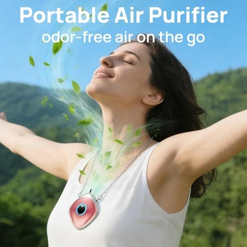 Personal Air Purifier, Chartreey Wearable Air Purifier Necklace, Ture 502 Million/cm³ High-Speed Negative Ion Generator Eliminates Dust, Pollen, Smoke, Maintenance Free(Rose Gold) - Thumbnail 2