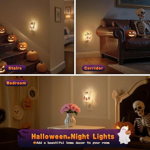 JandCase Ghost Night Light, 3000K Night Lights Plug into Wall,Cute & Funny Halloween Night Light for Kids,Plug in Ghost Nightlight with 360° Rotatable for Halloween Party Decor,1 Pack - Thumbnail 6