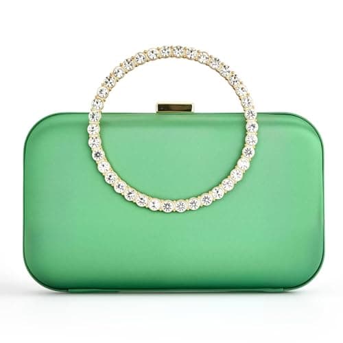 YONATUTRO Green Evening Bag for Women Formal, Rhinestone Embellished Clutch Purse for Women, Wedding Travel Party Accessory - Image 1