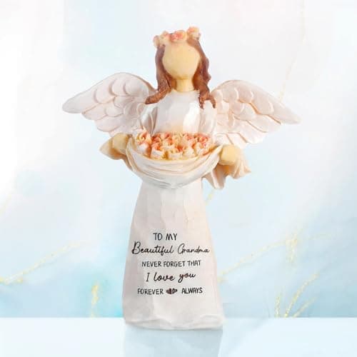Kohehe Grandma Gifts,Grandma Birthday Gifts from Granddaughter,5.12" Handmade Angel Figurine,Meaningful Grandmother Gift Ideas for Birthday Christmas Mothers Day - Thumbnail 2