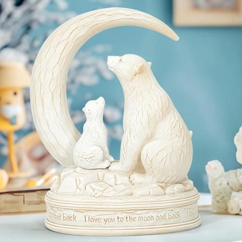 Vofstand Moon and Polar Bear Figurine, White - Image 1