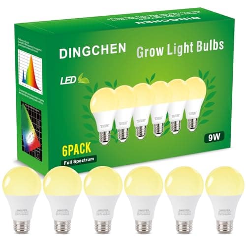 DingChen Grow Light Bulbs, A19 Full Spectrum Light Bulb, 9W Plant Grow Lights Bulbs (100W Equivalent), E26 Base, for Indoor Plants, Herbs, Flowers, Vegetables, 6 Pack - Image 1