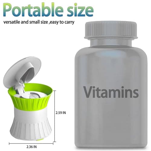 Pill Crusher Cutter Splitter for Large and Tiny Pills 3-in-1, Pill Grinder with Small Medicine Pill Organizer,Pill Crusher Fine Powder,Portable Travel Sized(Green) - Thumbnail 2