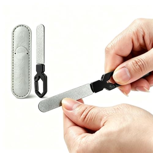Metal Nail File, Stainless Steel Keychain Design for Men & Women (Black) - Image 1