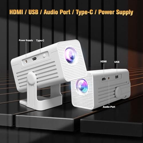 XENPONAD Mini Projector with WiFi and Bluetooth, 4K Supported Portable Smart Projector, Android 11 Built-in Apps, 260 ANSI Auto Keystone Short Throw Movie Projector for Bedroom, Camping, Outdoor Use - Thumbnail 2