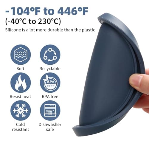 Replacement Lids for Pyrex 7200-PC 2 Cup and 7201-PC 4 Cup and 7402-PC 6/7 Cup, Silicone Round Storage Cover Lid for Anchor Hocking Glass Bowl 6 Pack Dark Blue - Thumbnail 2