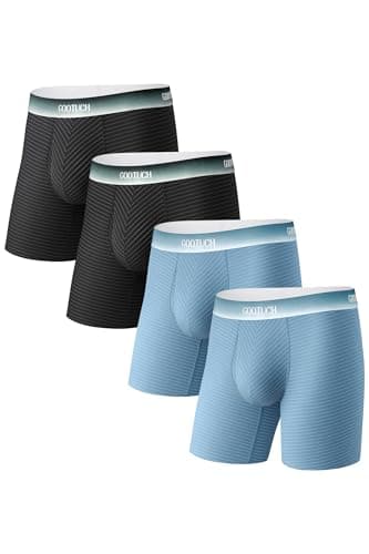 GOOTUCH Men's Breathable Cool Underwear, Moisture Wicking Odor Control Boxer Briefs, Stretch Seamless & Quick Dry(2 Black, 2 Grey Blue,Small) - Image 1