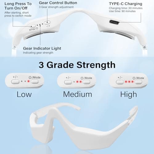 CNBHEABY Under-Eye Red Light Therapy Device, 2 Modes Beauty Glasses Device with Eye Massage - Thumbnail 4