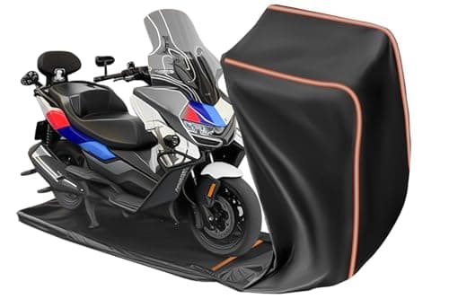 FJWDSC Full Enclosed Motorcycle Cover Waterproof Outdoor/Indoor Storage Waterproof Motorcycle Cover Heavy Duty with Reflective Strips Fits Motorcycles Length up to 86.5" Yamaha Honda Harley Suzuki