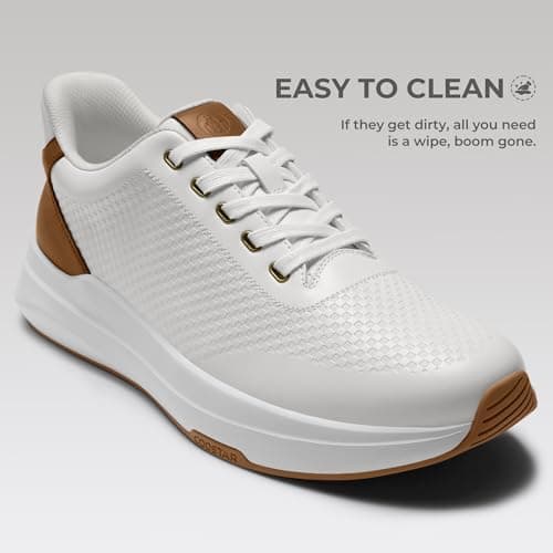 Coostar White Sneakers Men Casual Shoes with Arch Support Orthopedic Dress Sneakers Comfortable Business Shoe White Size 11 - Thumbnail 5