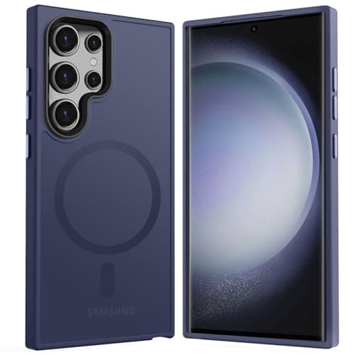 TISOOG Strong Magnetic for Galaxy S24 Ultra Case, [Compatible with Magsafe] [Military Grade Drop Tested] Protective Translucent Matte Slim Case for S24 Ultra 6.8 inch,Deep Blue - Image 1