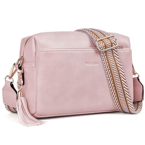 Roulens Triple Zip Small Crossbody Bag for women,Wide Strap Cell Phone Purse Shoulder Handbag Wallet with Credit Card Slots - Image 1
