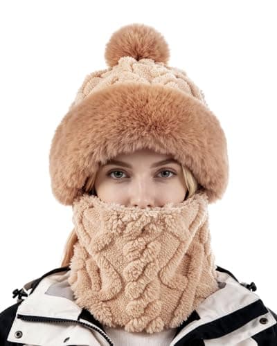 Balaclava Ski Mask for Women Men, Winter Fleece Wind-Resistant Warm Face Cover and Neck Warmer for Cycling Motorcycle Skiing Brown - Image 1
