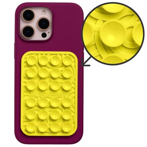 OCTOBUDDY Textures Ripples - Silicone Suction Phone Case Adhesive Mount - Hands-Free Grip with 24 Suction Cups for Videos & Selfies - 2.6" x 3.9", Canary Yellow - Thumbnail 2
