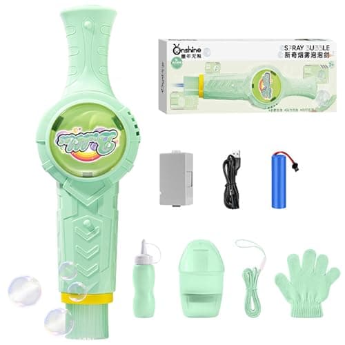 Fog Bubble Machine, Rechargeable Automatic Electric Smoke Bubble Machine, Magic Smoke Bubble Maker, Colorful Lights & Music, Bubble Fog Game for Parties, Beaches, Summer (Green) - Image 1