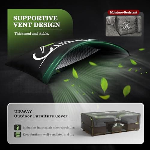UIRWAY 600D Rectangular Outdoor Furniture Covers-Upgraded Tough Oxford fabric Heavy Duty Waterproof Patio Table Cover for Table and Chairs with Triple-Layer Windproof Design Fits 90"L × 65"W × 28"H - Thumbnail 6