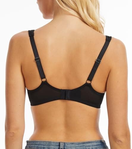 Oscrenia Balconette Bra for Women Demi Balcony Bras Underwire Push Up Half Cup(Black Plain,34DD) - Thumbnail 2