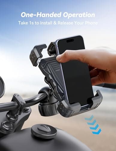 TECKNET Anti-Shake Motorcycle Phone Mount, Dual Vibration Dampener Bike Phone Holder for iPhone 17/16/15/14/13 Series & 4.7–6.8" Phones, Handlebar Cell Phone Holder for Motorcycle/Bicycle/Scooter - Thumbnail 3