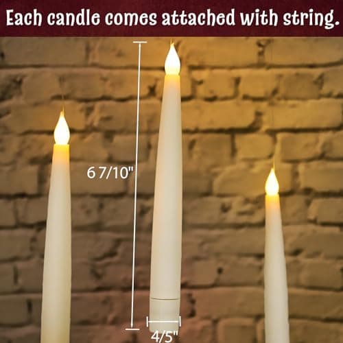 Halloween Decorations - Floating Candles with Wand - 12 Pcs Magic Flickering Warm Light Flameless Floating LED Candle Christmas Decor - Stocking Stuffers for Indoor Classroom Bedroom Party - Thumbnail 3