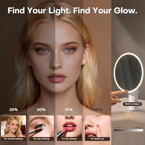 UieSian Asdys Lighted Makeup Mirror 10X Magnification, Dimmable Touch Control Vanity Mirror, Portable Travel Desk Mirror with Stand, Birthday Valentine's for Women Girlfriend Wife Mom Daughter - Thumbnail 4