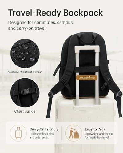 LOVEVOOK Laptop Backpack for Women Men, Waterproof School Backpack for High School College, Large Capacity Travel Bookbag with Luggage Sleeve, Chest Strap & Water Bottle Pocket, 15.6 inch - Thumbnail 6