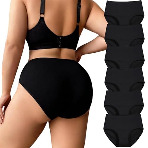 NESBRE High Waisted Underwear for Women Full Coverage Women's Briefs Multi-pack Cotton Underwear Hipster Panties 6-Pack - Image 1