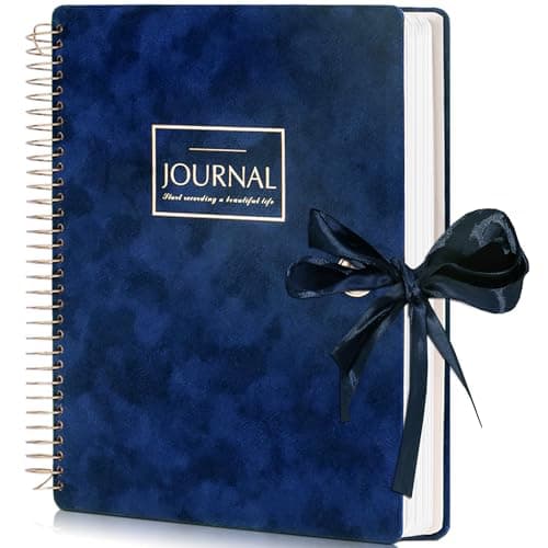 FLYING EAGLE 300 Pages Thick Spiral Notebook Journaling Notebooks Vintage Velvet Journal for Women Men A4 Lined Journals for Writing with Gift Box, 8.5 x 11in, Blue - Image 1