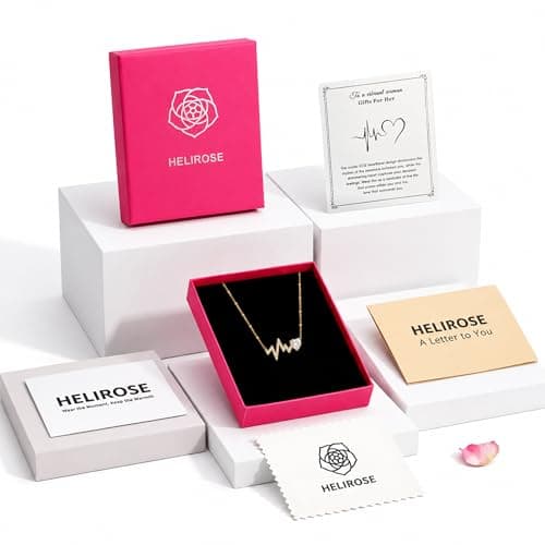 Helirose Heart Necklace for Women, Gold Necklace 18K Gold Plated, Dainty Romantic Heart Pendant, Hypoallergenic Jewelry, Birthday Gifts for Women, Mothers Day Gifts, Gift Box & Message Card (White) - Thumbnail 6