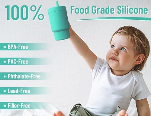 DLOCCOLD Silicone Straw Cup, Adorable Miniature Tumbler with Spill Proof Straw Handle, Tumbler Cup, 10oz, Easy to Clean - Thumbnail 3