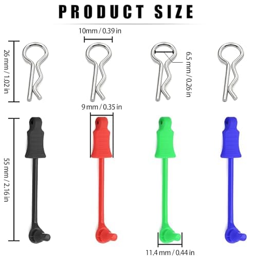 10Pcs RC Body Clips W/Pull Tabs R Pins Universal Shell Replacement Parts for 1/7 1/8 TRAXXAS ARRMA Axial Losi Redcat HPI Exceed Rc Car Crawler Truck Buggy Drone (Blue) - Thumbnail 3