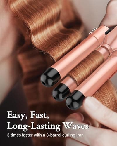 Waver Curling Iron Wand, BESTOPE PRO 5 in 1 Curling Wand Set with 3 Barrel Hair Crimper for Women, Fast Heating Hair Wand Curler in All Hair Type - Thumbnail 3