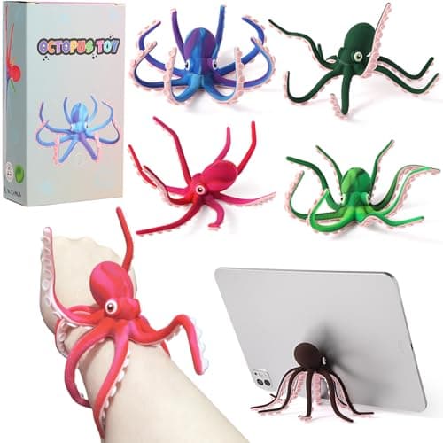 AOSTEONG Octopus Fidget Toy with Suction Cups – Silicone Stress Relief and Sensory Play Desk Toy, Bendable Tentacles for Creative Poses, Portable Gift for Kids, Teens and Adults (1 Pc-Red) - Image 1