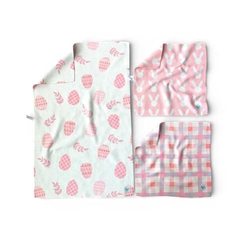 Desert Aqua || Dish Towel and 2 DishCloths Set || Double Sided || Waffle Weave Microfiber || Highly Absorbent || Hanging Loop || Dish Towel || Dish Cloths || Cleaning Cloths (Easter) - Image 1
