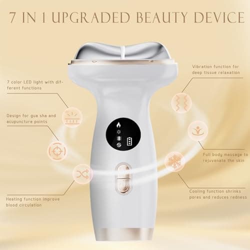 Electric Gua Sha Facial Tool 7 in 1 Hot & Cold Face and Neck LED Beauty Massager, Vibration Pulse Mode for Skin Care, Lymphatic Drainage Anti-Aging & Wrinkles Face Lift Device Gift for Mom - Thumbnail 3