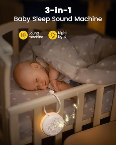 Glocusent 3-in-1 Portable Baby Sound Machine, White Noise Machine for Sleeping, Night Light & Phone Connected Speaker 34 Sounds Timing Function 1000mAh Large Battery Designed for Travel - Thumbnail 5