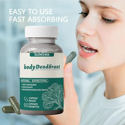 Body Deodorizing Supplement,Body Deodorizer Capsules,Chlorophyll Body Deodorant Supplement,90 Capsules/Bottle (2PCS) - Thumbnail 2