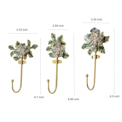 bordorsse Vintage Wall Hooks Decorative Rack Hangers, 3 Pack Metal Wall Mounted Hook for Hanging Coats - Thumbnail 2