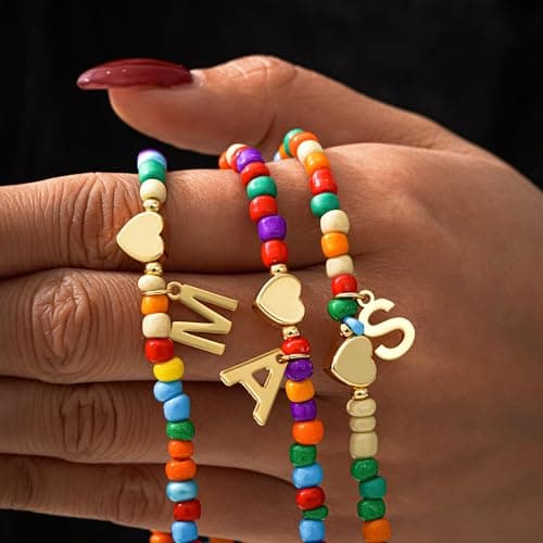 Eaciy Teenage Girl Gifts - Beaded Initial Necklace Letter C Necklaces for Women Girls Jewelry 4 5 6 7 8 9 10 11 12 13 Year Old Birthday Gifts Jewelry - Thumbnail 5