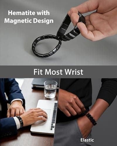 Trinckle Hematite Bracelet for Men Women, Easter Gifts Natural Magnetic Hematite Beads 7.2 Inch Pulseras Para Hombres Reclaim Your Energy and Confidence, Reduce Stress, Inspirational Jewelry for Men's Birthday - Thumbnail 3