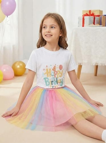 Birthday Girl Shirt for Girls Cute Graphic Tee Short Sleeve Casual Top for Kids Age 5-14 Birthday Party Outfit - Thumbnail 3