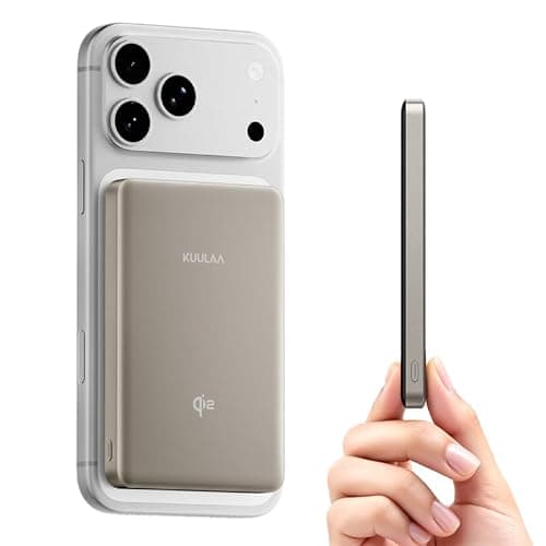 Kuulaa 0.5" Magsafe Portable Charger, 10000mAh Magnetic Power Bank & Slim Battery Pack - Qi2 Certified 15W Wireless Charging with 20W USB-C PD for iPhone 17/16/15/14/13/12 Pro/Air Series