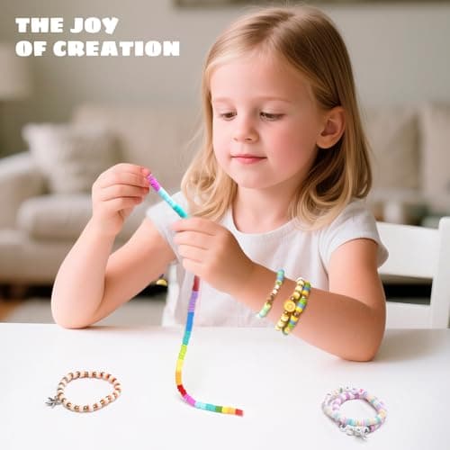 Sunlode Bracelet Making Kit 5000pcs, Jewelry Making Kit for Beginner, DIY Arts and Crafts Gift Toys for Kids Ages 6-13 Preppy Clay Beads with Charms Friendship Bracelets - Thumbnail 3